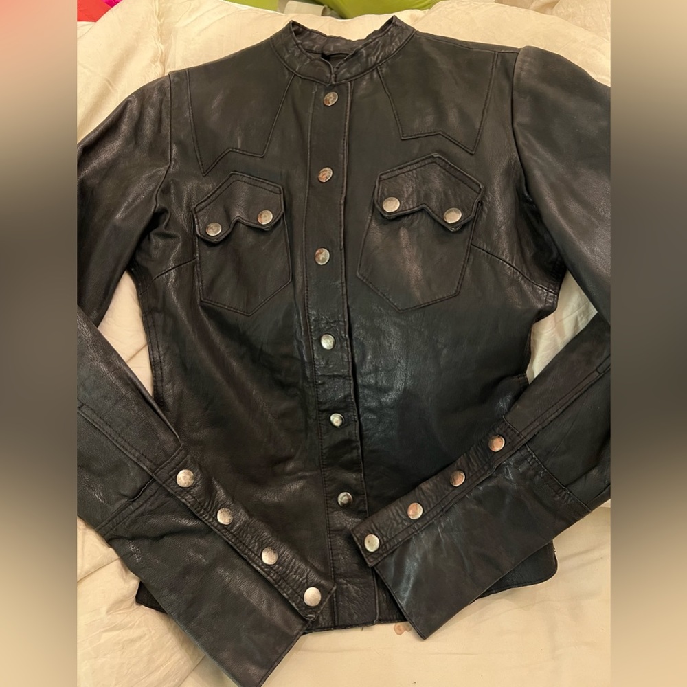 ALL SAINTS Leather shirt jacket